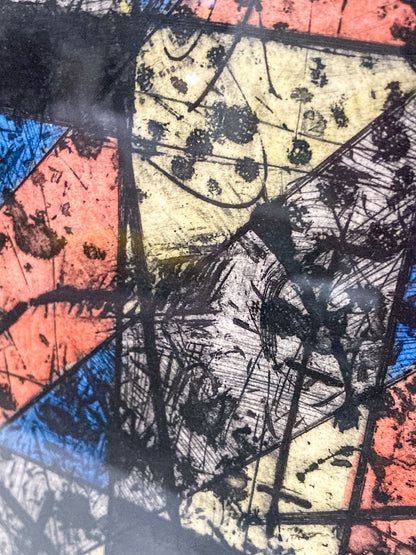 Vintage 1975 Abstract David Haberman Etching Aquatint Framed Paper Print