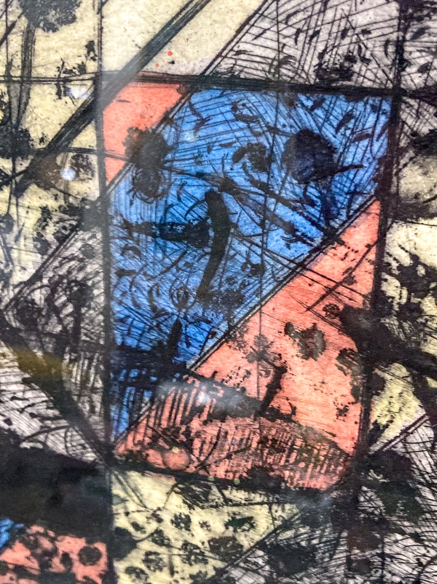 Vintage 1975 Abstract David Haberman Etching Aquatint Framed Paper Print