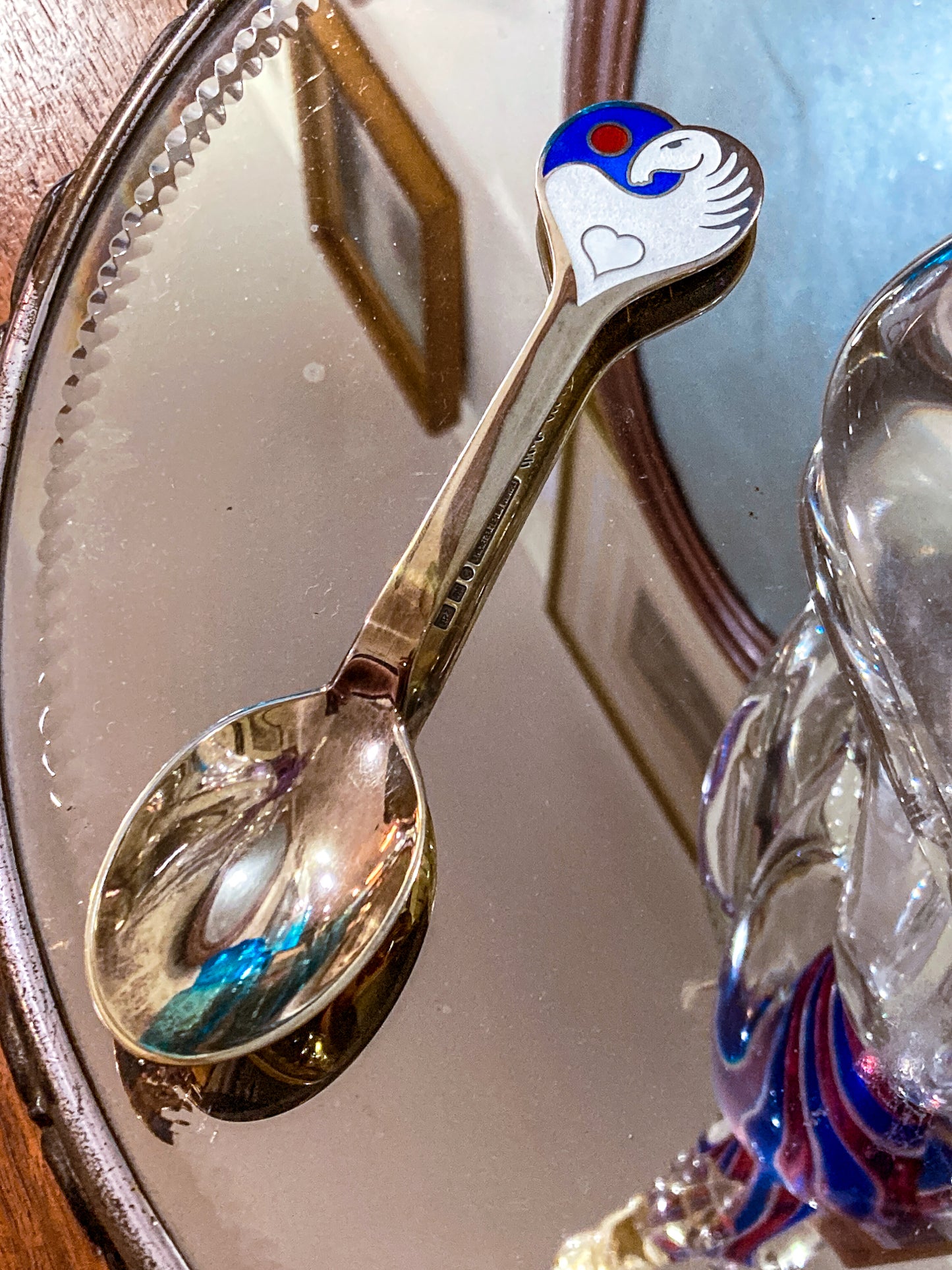 Vintage 1978 Michelsen Enameled Sterling Silver Gold Wash Commemorative Spoon