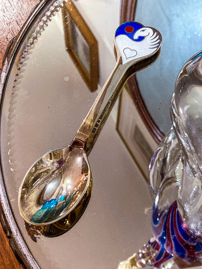 Vintage 1978 Michelsen Enameled Sterling Silver Gold Wash Commemorative Spoon