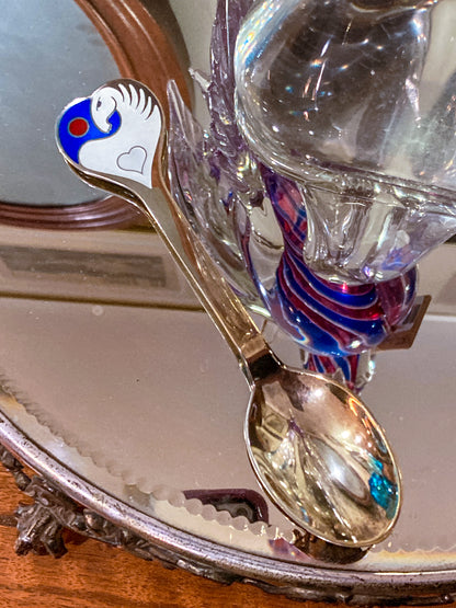 Vintage 1978 Michelsen Enameled Sterling Silver Gold Wash Commemorative Spoon