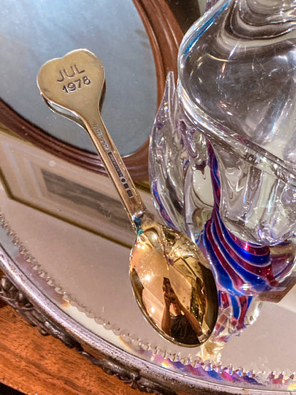 Vintage 1978 Michelsen Enameled Sterling Silver Gold Wash Commemorative Spoon