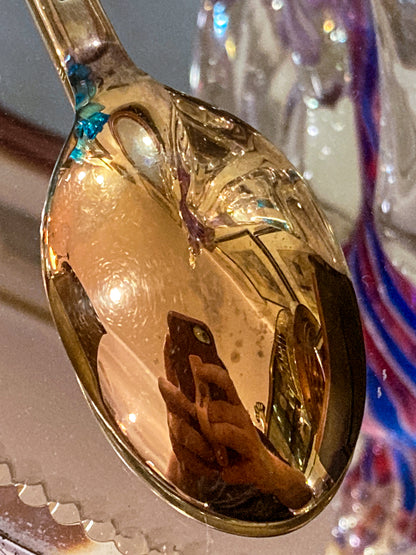 Vintage 1978 Michelsen Enameled Sterling Silver Gold Wash Commemorative Spoon