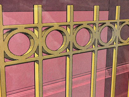 1978 Hugh Kepets Pink Gold Architectural Abstract Framed Offset Lithograph