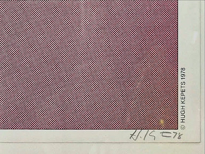 1978 Hugh Kepets Pink Gold Architectural Abstract Framed Offset Lithograph