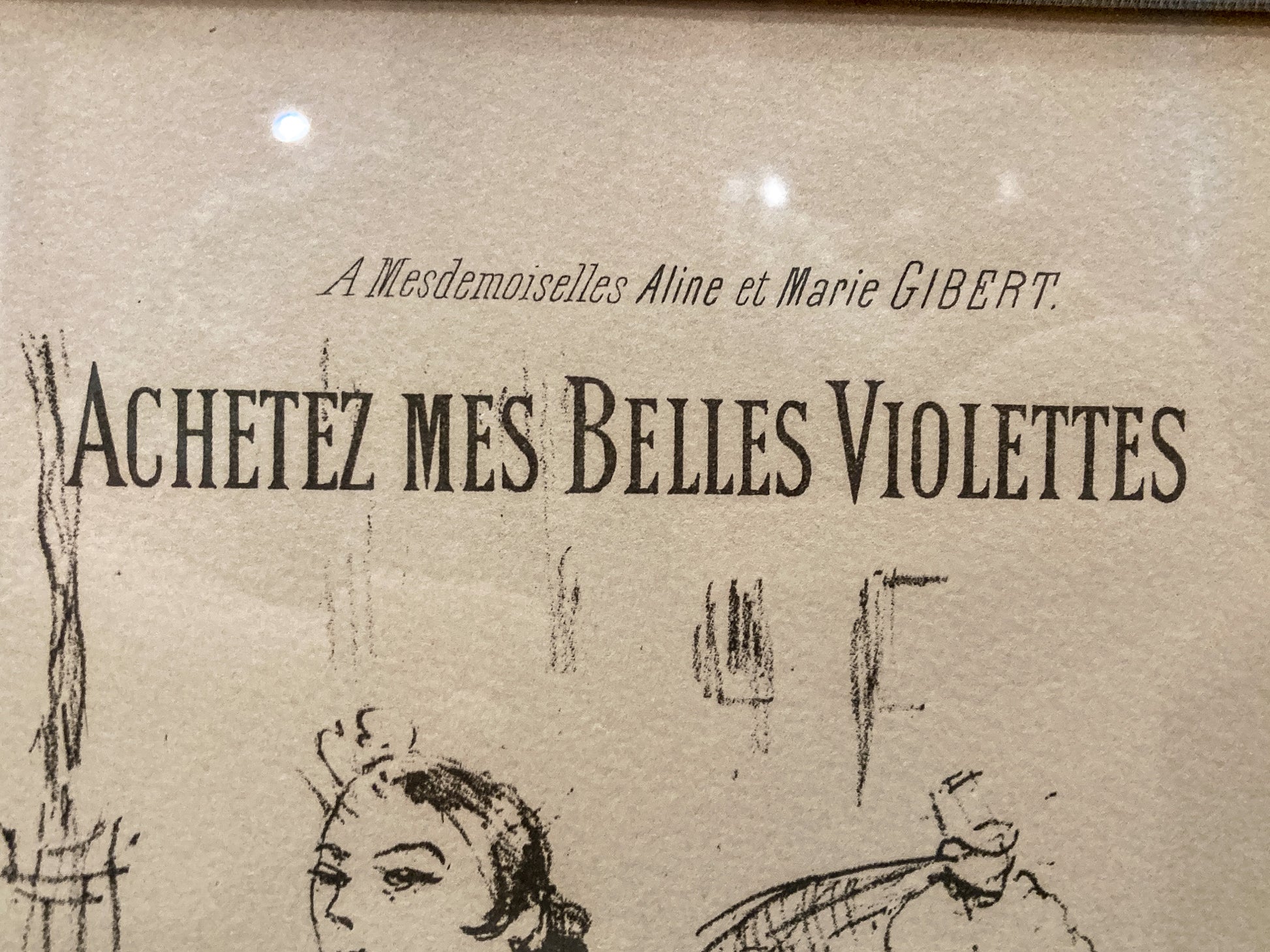 Vintage Reprint Toulouse Lautrec "Achetez Mes Belles Violettes" Framed Lithograph