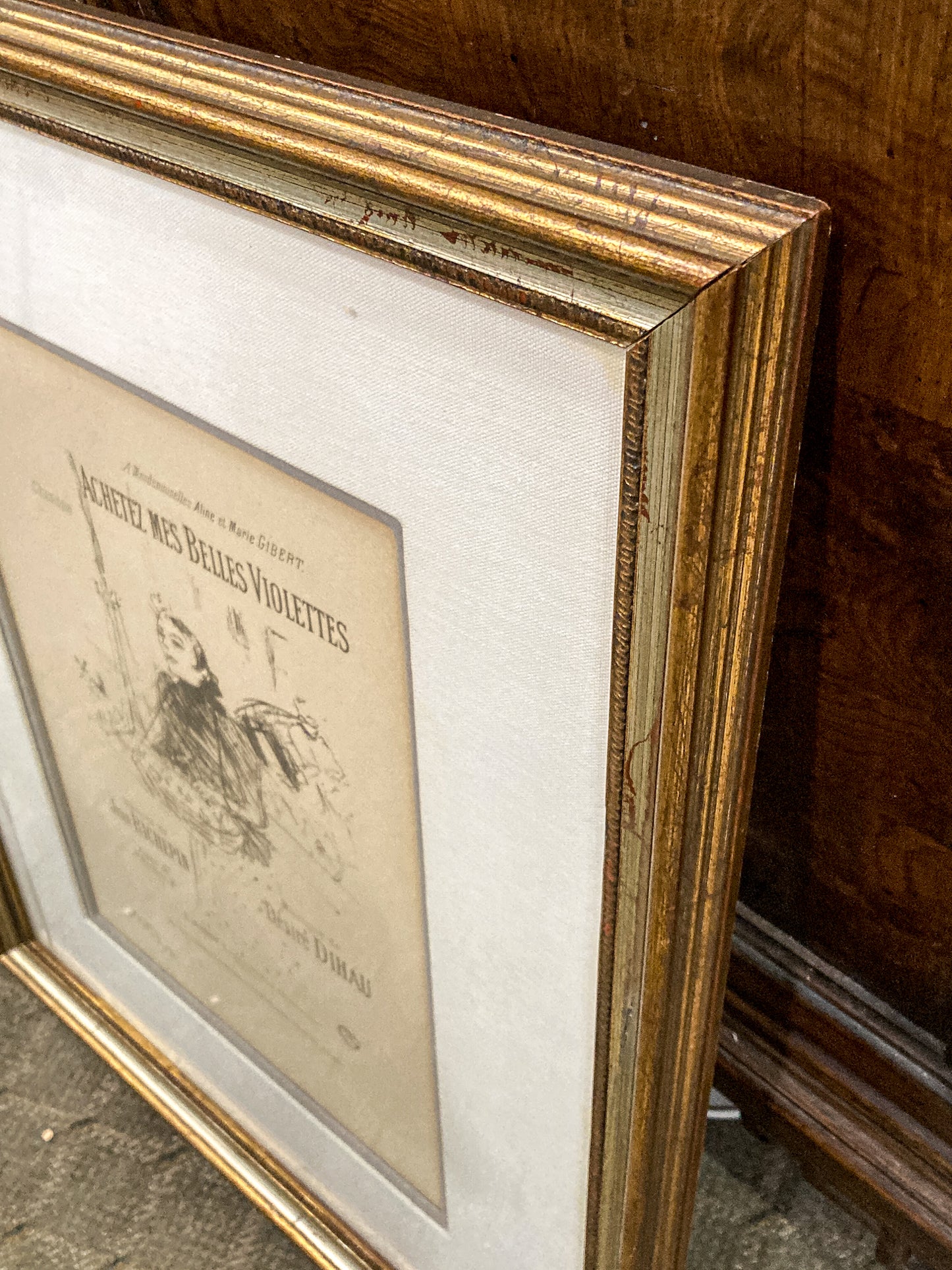 Vintage Reprint Toulouse Lautrec "Achetez Mes Belles Violettes" Framed Lithograph
