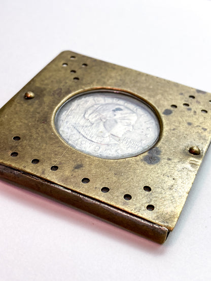 Vintage 1979 Susan B Anthony Dollar Coin Custom Brass Case Pendant