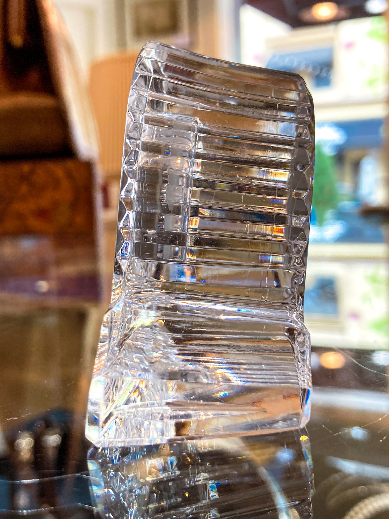 Vintage 1980s Waterford Clear Cut Crystal Miniature Desk Clock