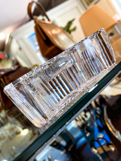 Vintage 1980s Waterford Clear Cut Crystal Miniature Desk Clock