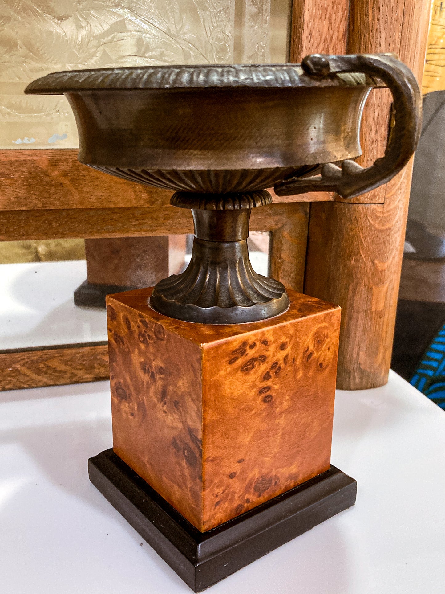 Vintage 1980's Reproduction Antique Grand Tour Style Pedestal Bronzed Urn