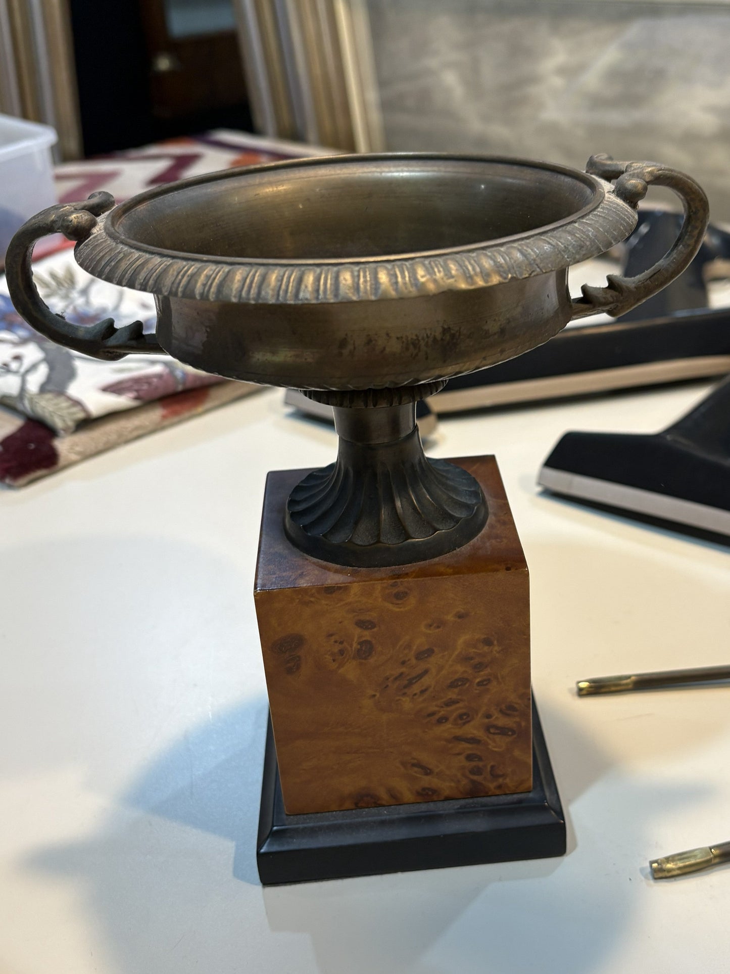 Vintage 1980's Reproduction Antique Grand Tour Style Pedestal Bronzed Urn