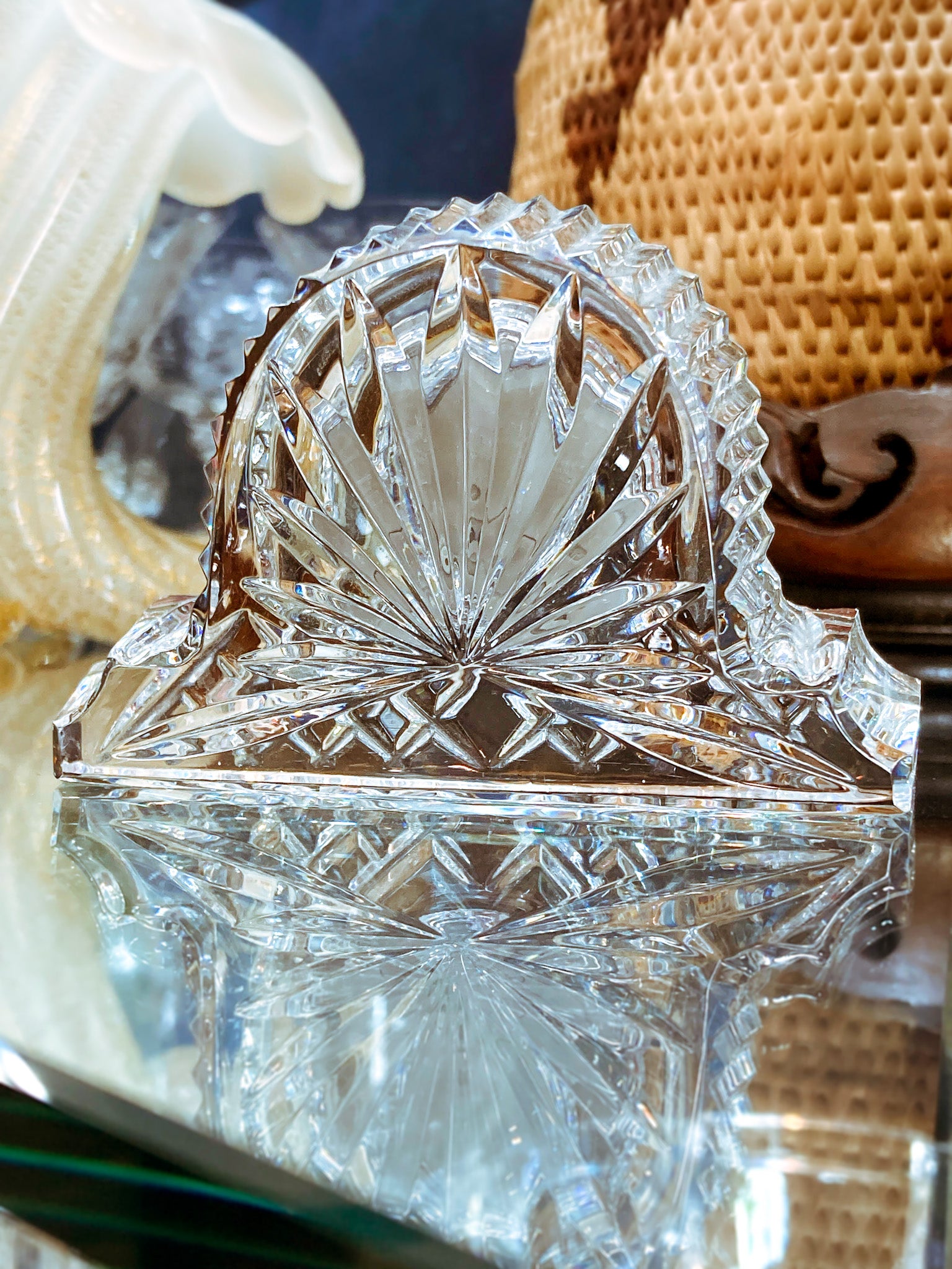 Vintage 1980s Waterford Clear Cut Irish Crystal Miniature Desk Clock