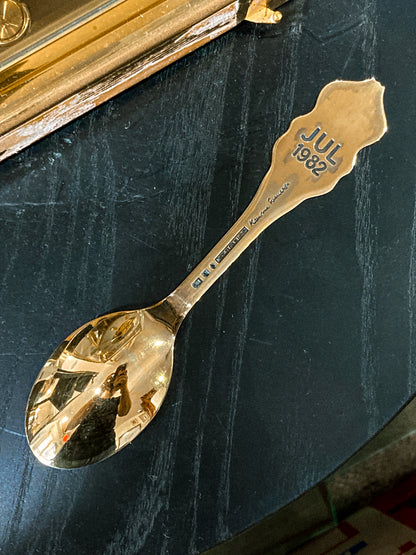 Vintage 1982 Anton Michelsen Sterling Silver Gold Wash Commemorative Spoon