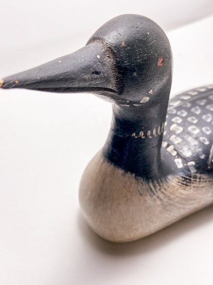 Vintage 1989 Norman Scott Hand Painted Miniature Wooden Loon Duck Decoy