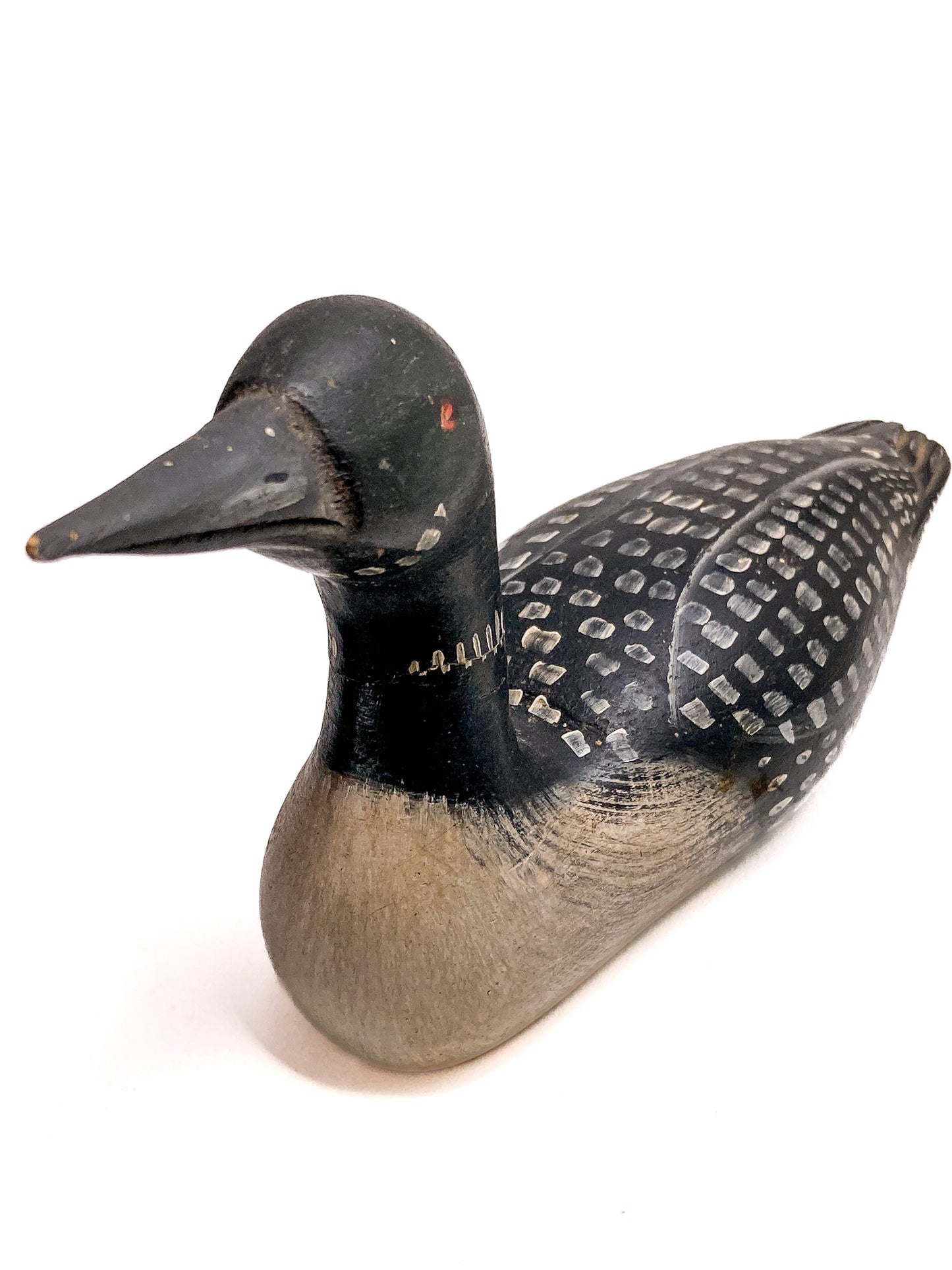 Vintage 1989 Norman Scott Hand Painted Miniature Wooden Loon Duck Decoy