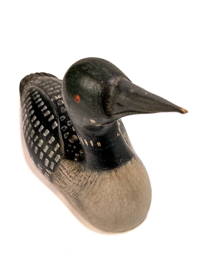 Vintage 1989 Norman Scott Hand Painted Miniature Wooden Loon Duck Decoy