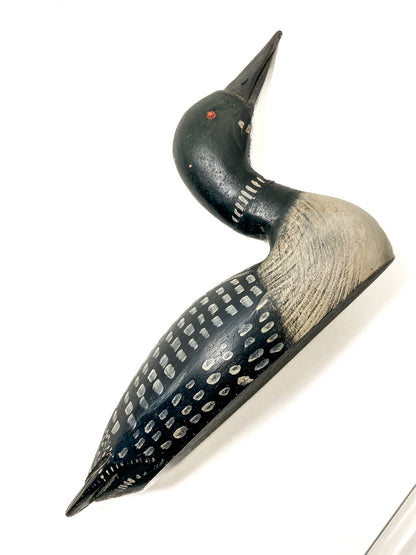 Vintage 1989 Norman Scott Hand Painted Miniature Wooden Loon Duck Decoy