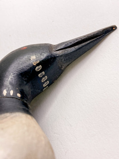 Vintage 1989 Norman Scott Hand Painted Miniature Wooden Loon Duck Decoy