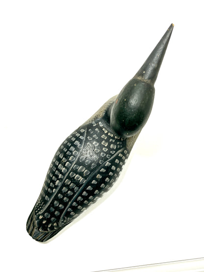 Vintage 1989 Norman Scott Hand Painted Miniature Wooden Loon Duck Decoy