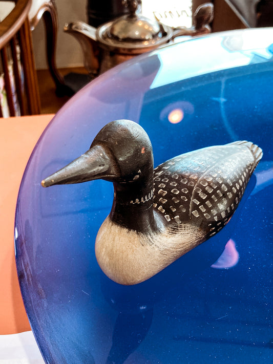 Vintage 1989 Norman Scott Hand Painted Miniature Wooden Loon Duck Decoy