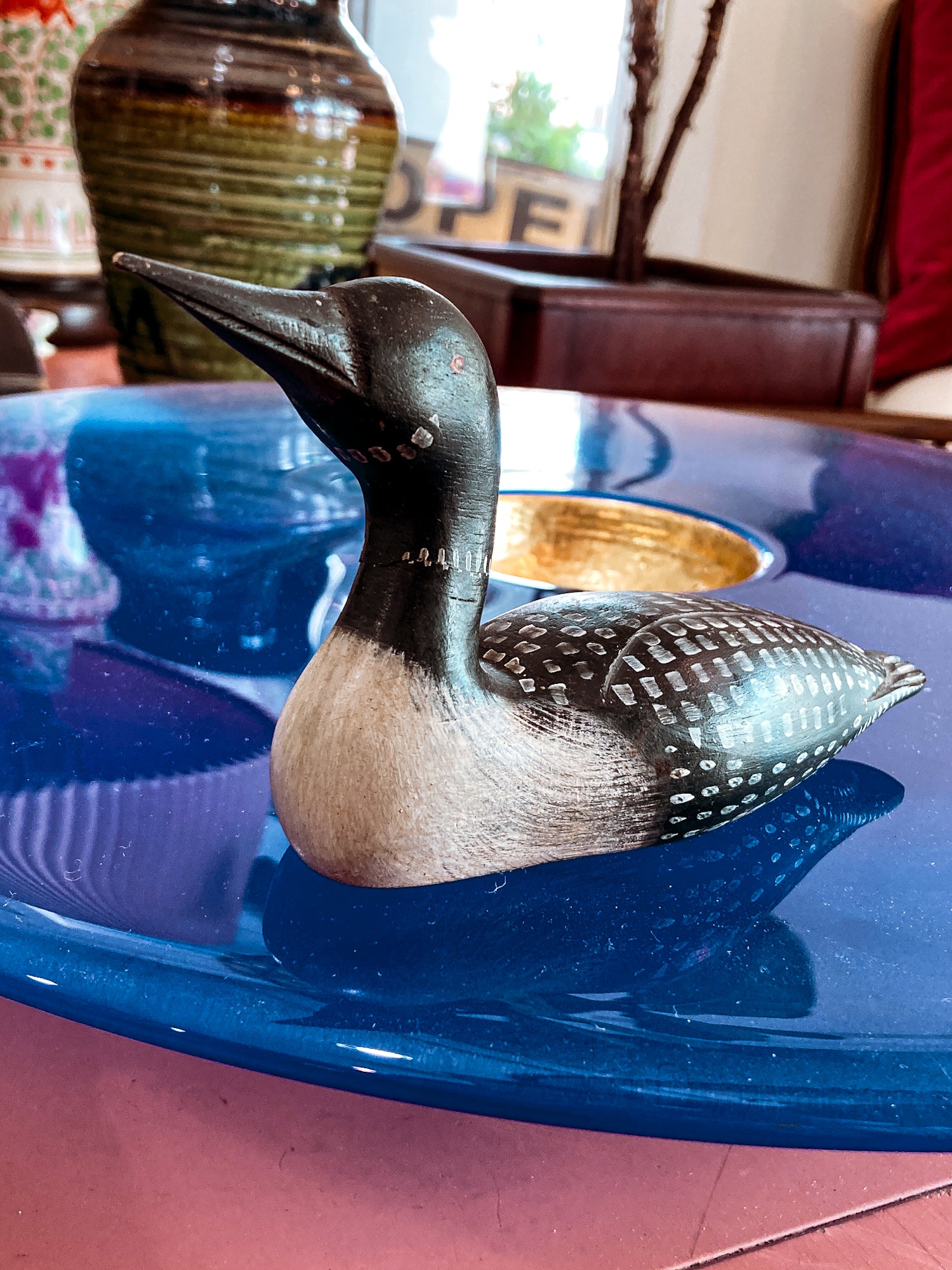 Vintage 1989 Norman Scott Hand Painted Miniature Wooden Loon Duck Decoy