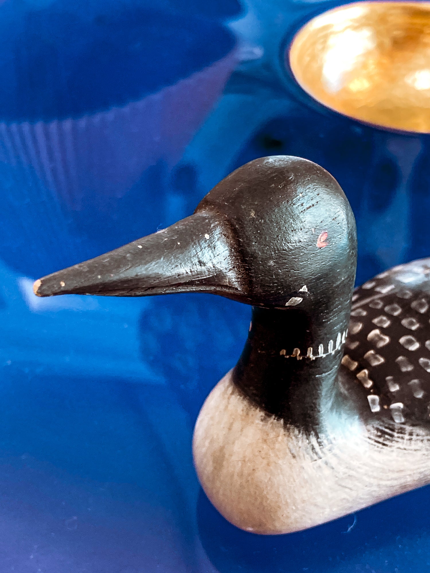 Vintage 1989 Norman Scott Hand Painted Miniature Wooden Loon Duck Decoy