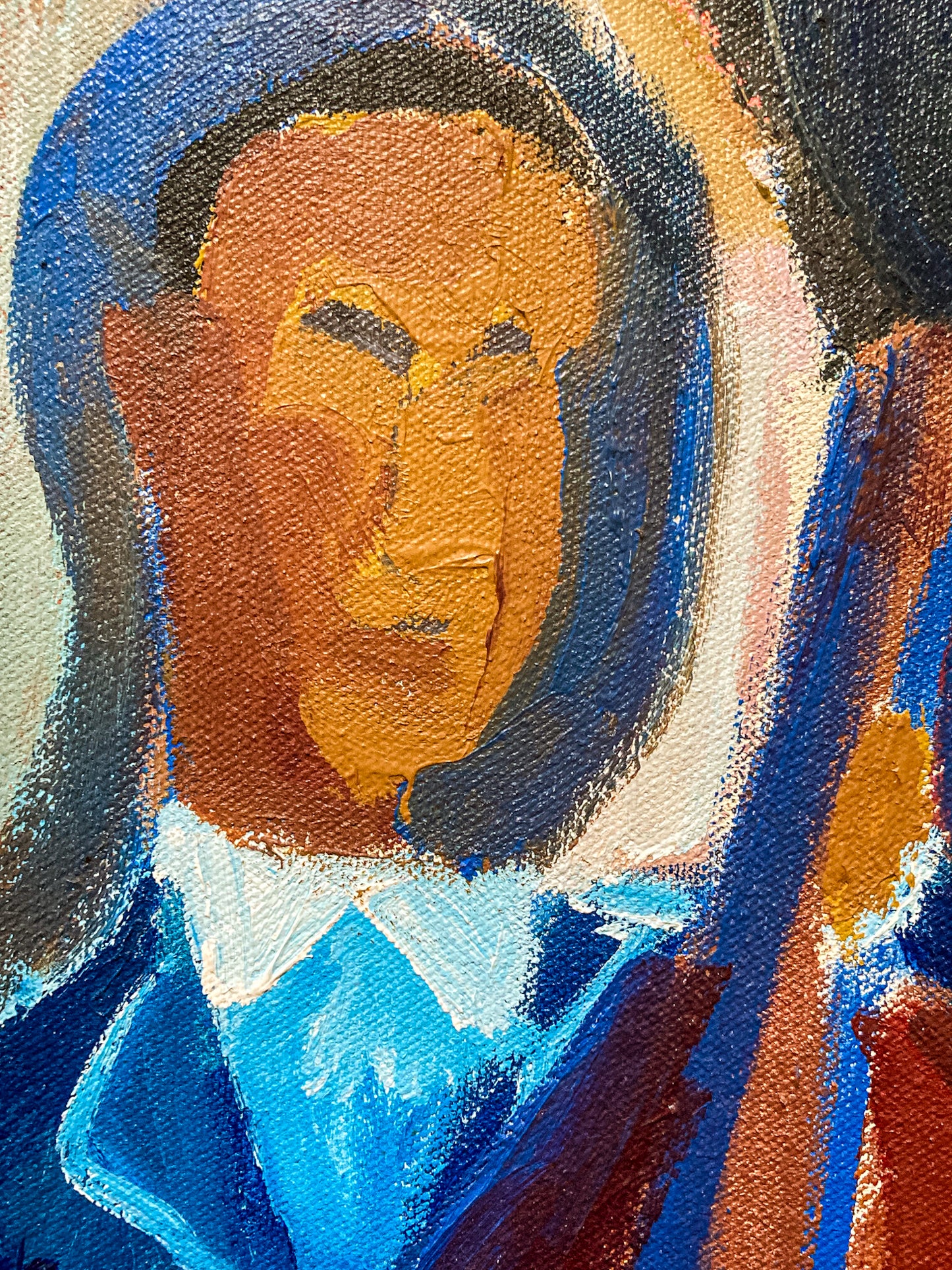 1993 Michelangelo Lovelace Portrait Sarah Vaughan Canvas Acrylic Painting