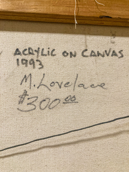 1993 Michelangelo Lovelace Portrait Sarah Vaughan Canvas Acrylic Painting