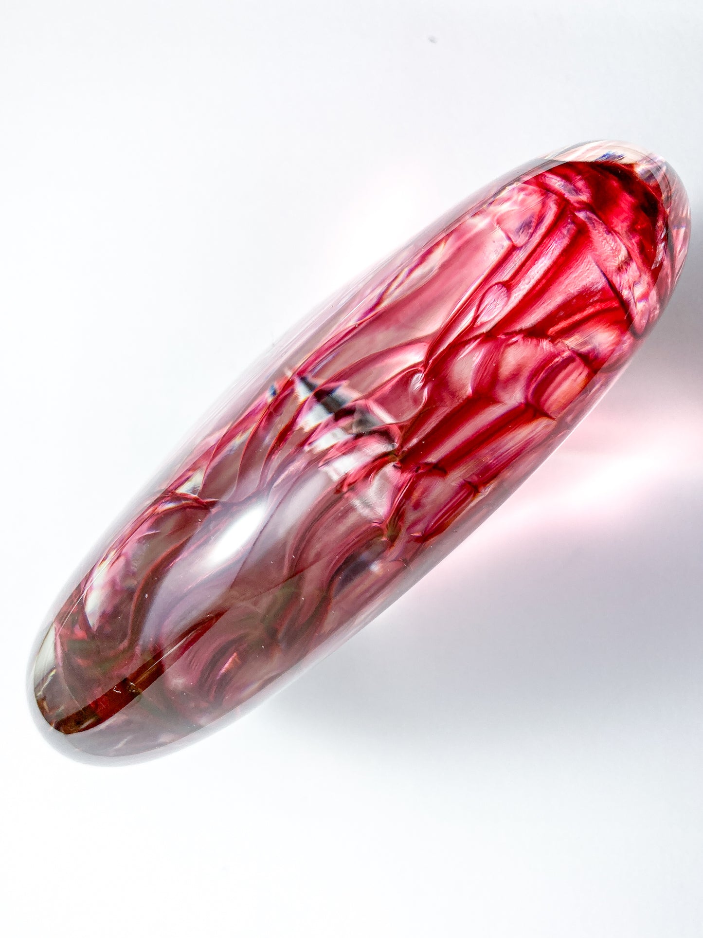 Vintage 1995 Rod Sounik Handblown Magenta Clear Glass Disc Paperweight