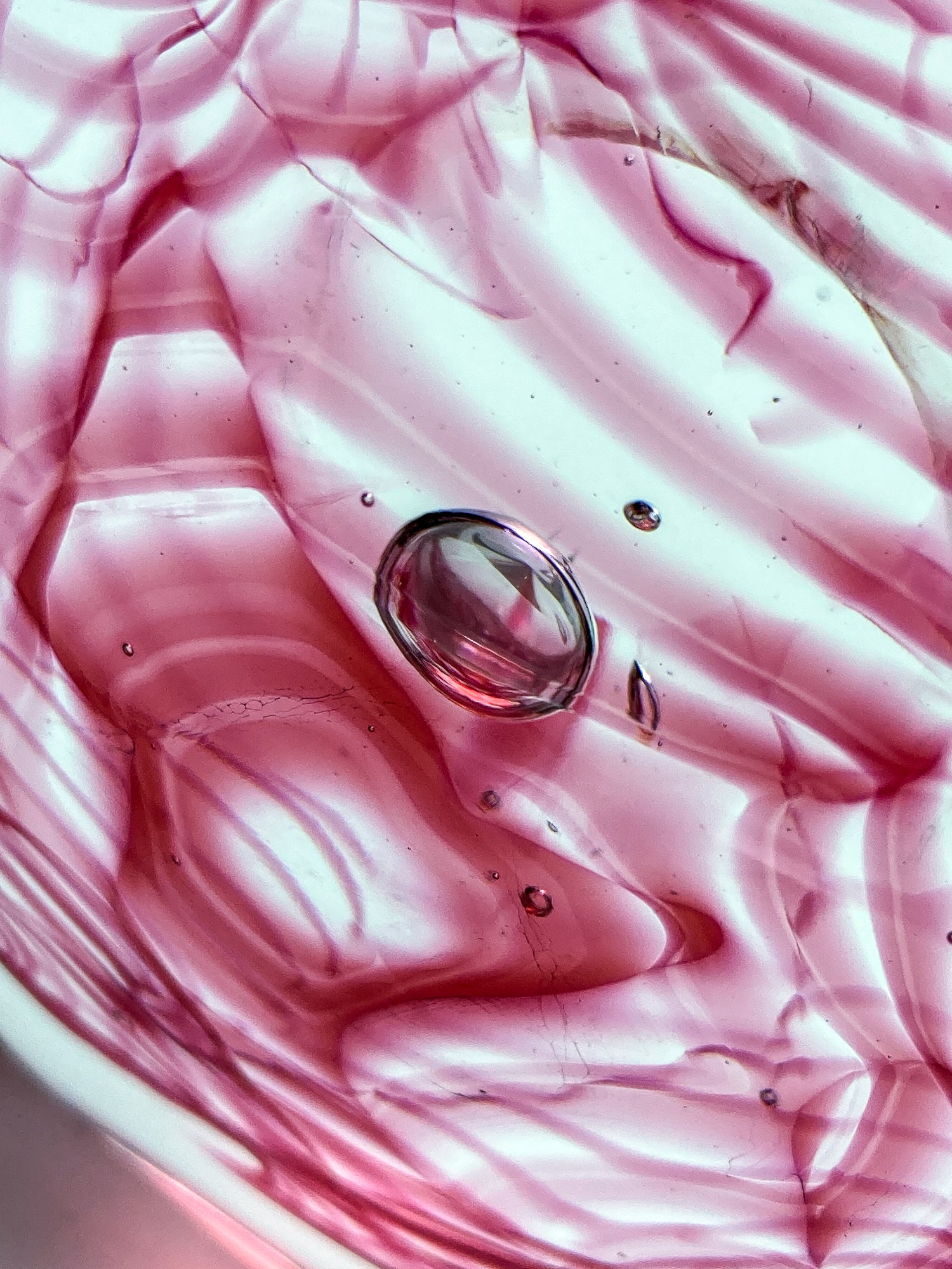 Vintage 1995 Rod Sounik Handblown Magenta Clear Glass Disc Paperweight