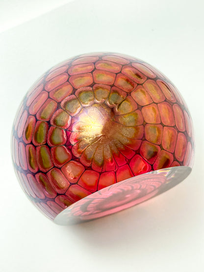 Vintage 1996 Tom Philabaum Handblown Reptile Skin Bubble Glass Paperweight