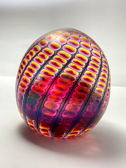Vintage 1996 Tom Philabaum Handblown Reptile Skin Bubble Glass Paperweight