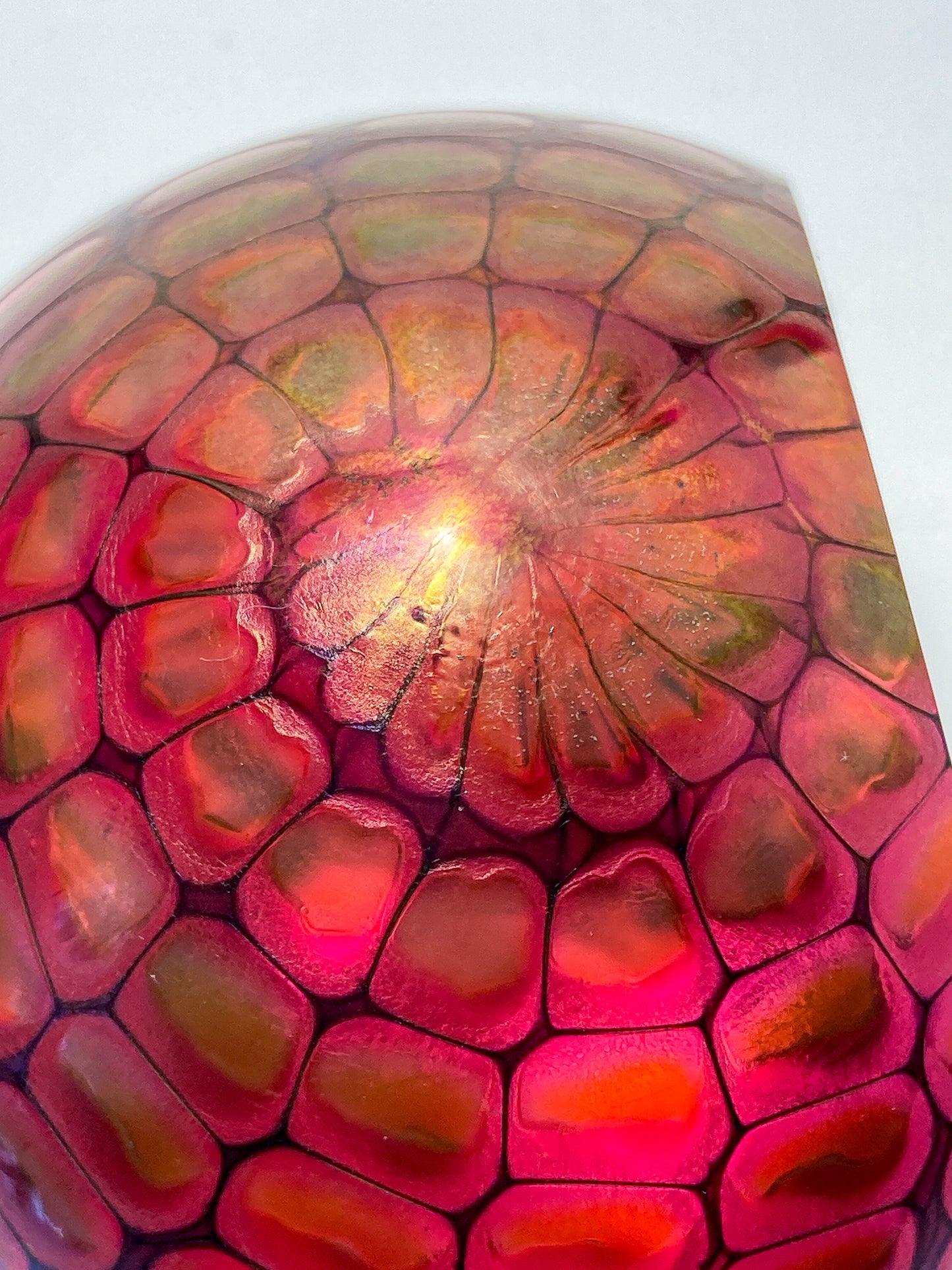 Vintage 1996 Tom Philabaum Handblown Reptile Skin Bubble Glass Paperweight