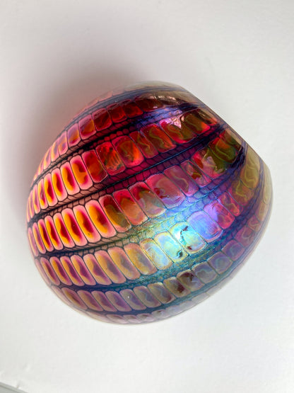 Vintage 1996 Tom Philabaum Handblown Reptile Skin Bubble Glass Paperweight