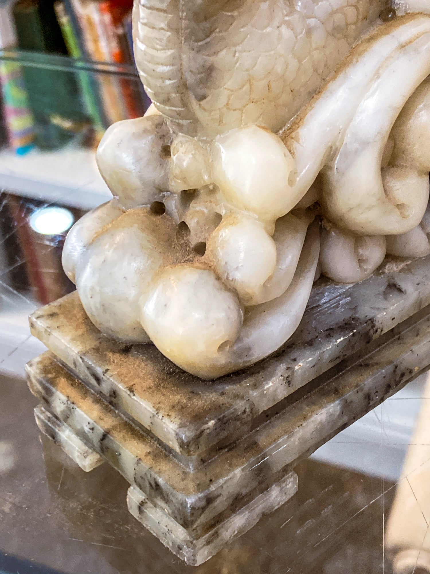 Vintage 20th Century Carved Soapstone Chinese Guan Yin Dragon Sculpture