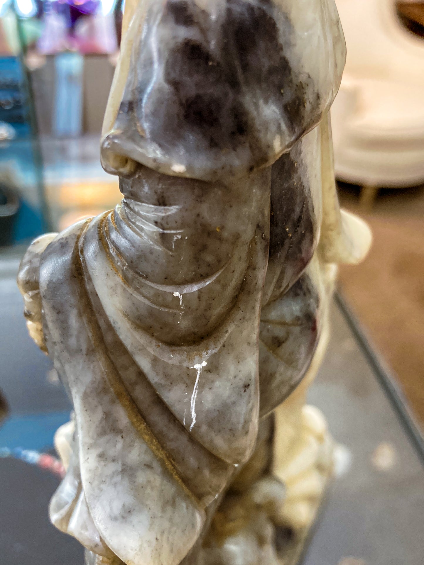 Vintage 20th Century Carved Soapstone Chinese Guan Yin Dragon Sculpture