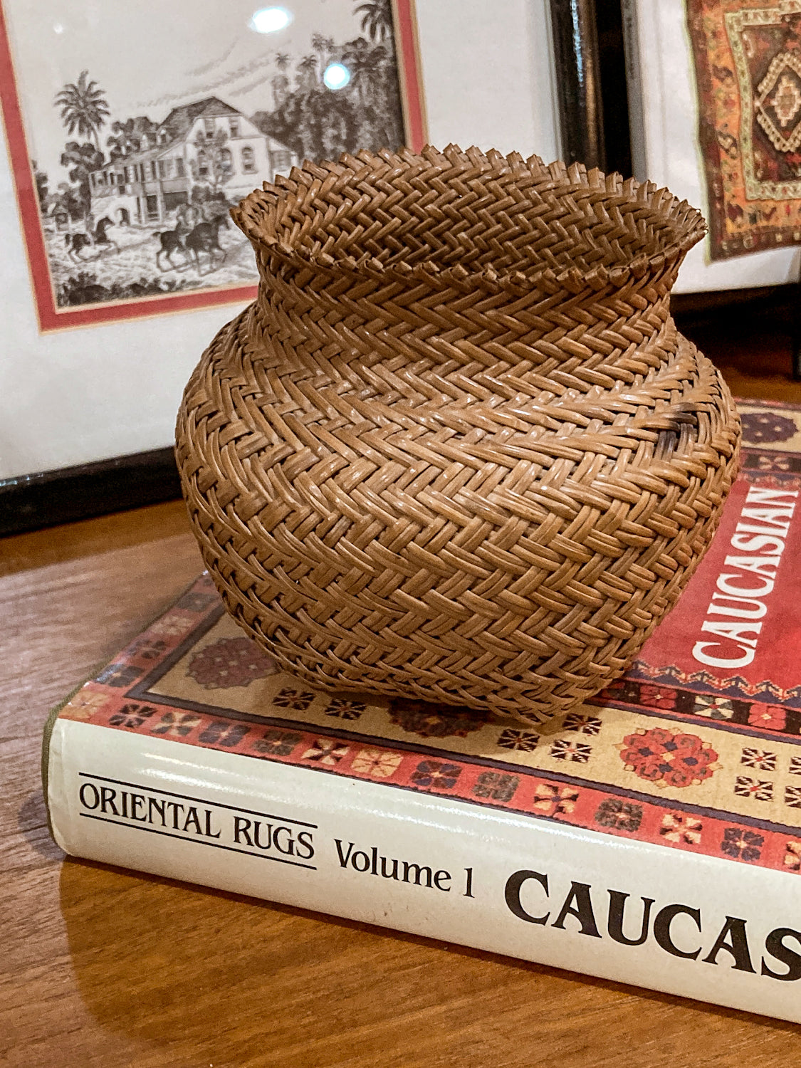 Vintage 20th Century Hand Woven Tarahumara Small Twill Pine Needle Basket