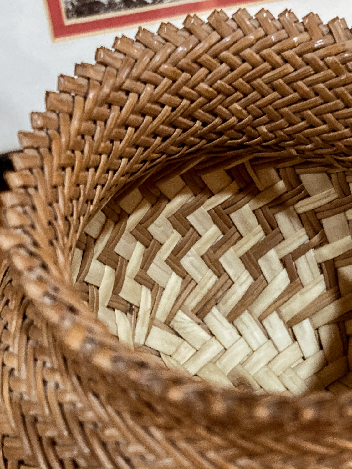 Vintage 20th Century Hand Woven Tarahumara Small Twill Pine Needle Basket