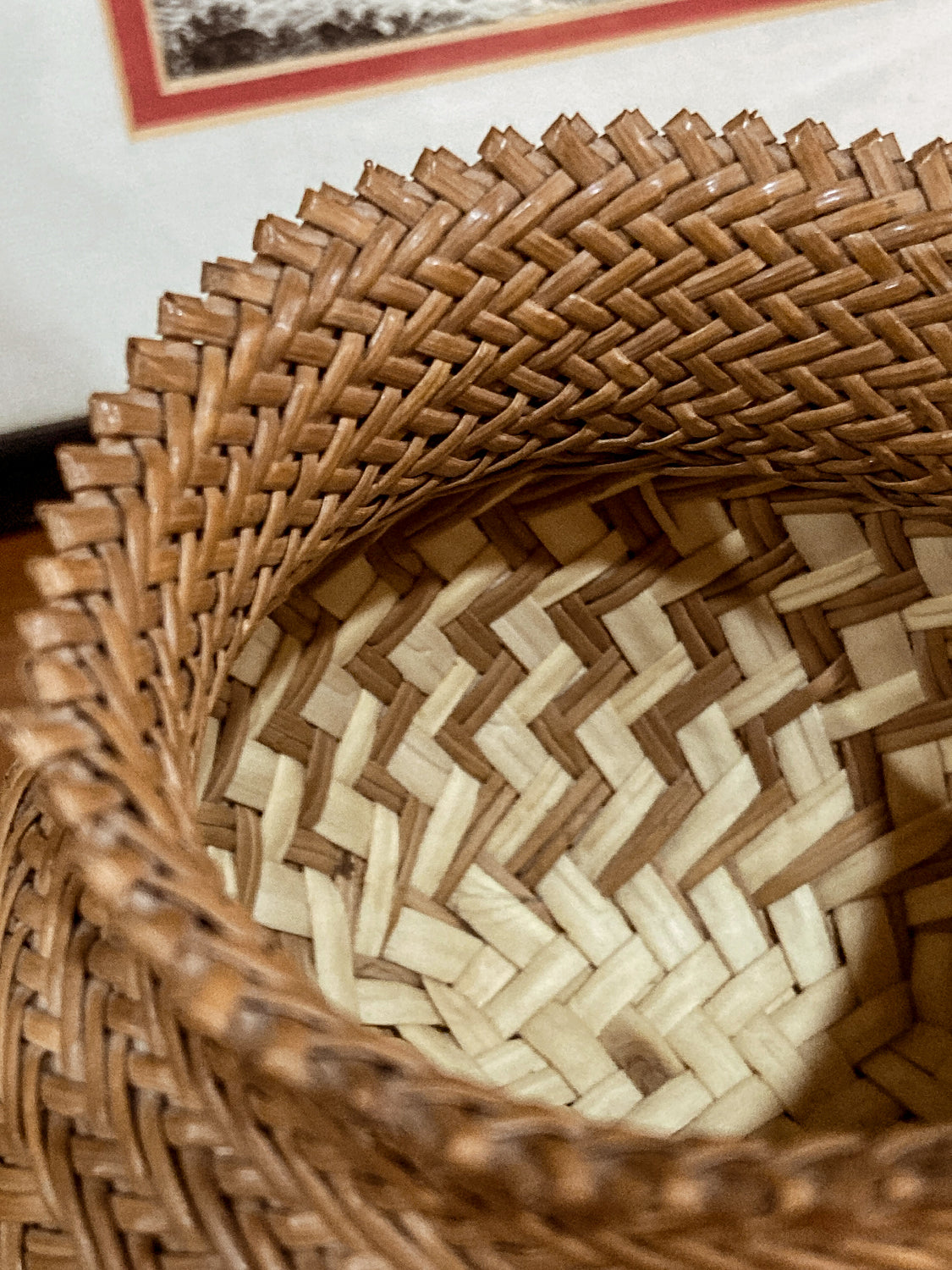 Vintage 20th Century Hand Woven Tarahumara Small Twill Pine Needle Basket