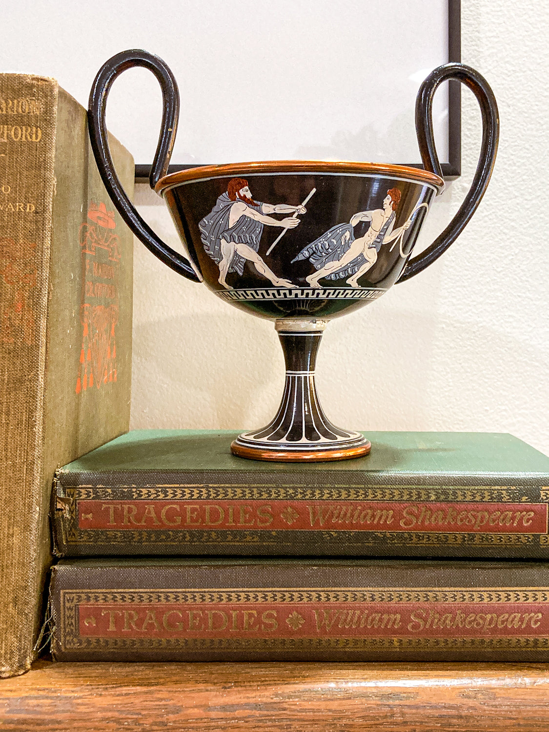 Vintage Replica Ancient Greek Grand Tour Style Enameled Copper Handled Cup