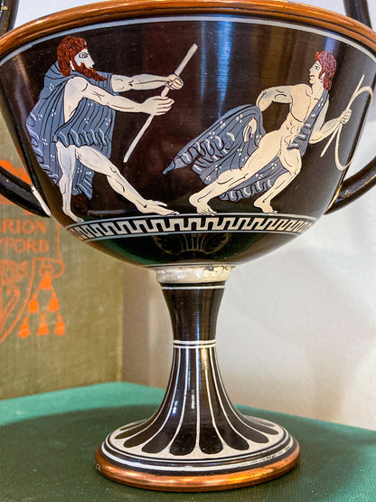 Vintage Replica Ancient Greek Grand Tour Style Enameled Copper Handled Cup
