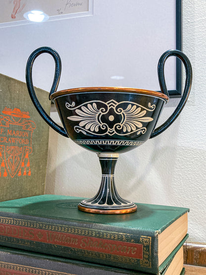 Vintage Replica Ancient Greek Grand Tour Style Enameled Copper Handled Cup