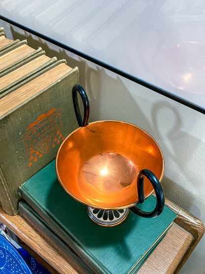 Vintage Replica Ancient Greek Grand Tour Style Enameled Copper Handled Cup