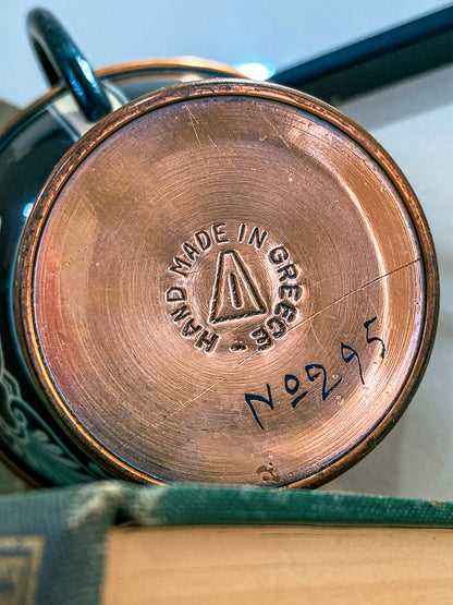 Vintage Replica Ancient Greek Grand Tour Style Enameled Copper Handled Cup