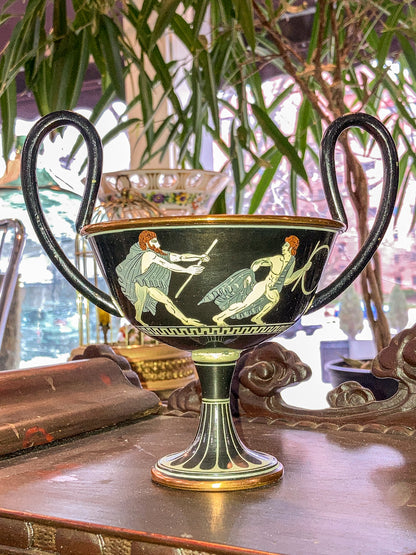 Vintage Replica Ancient Greek Grand Tour Style Enameled Copper Handled Cup