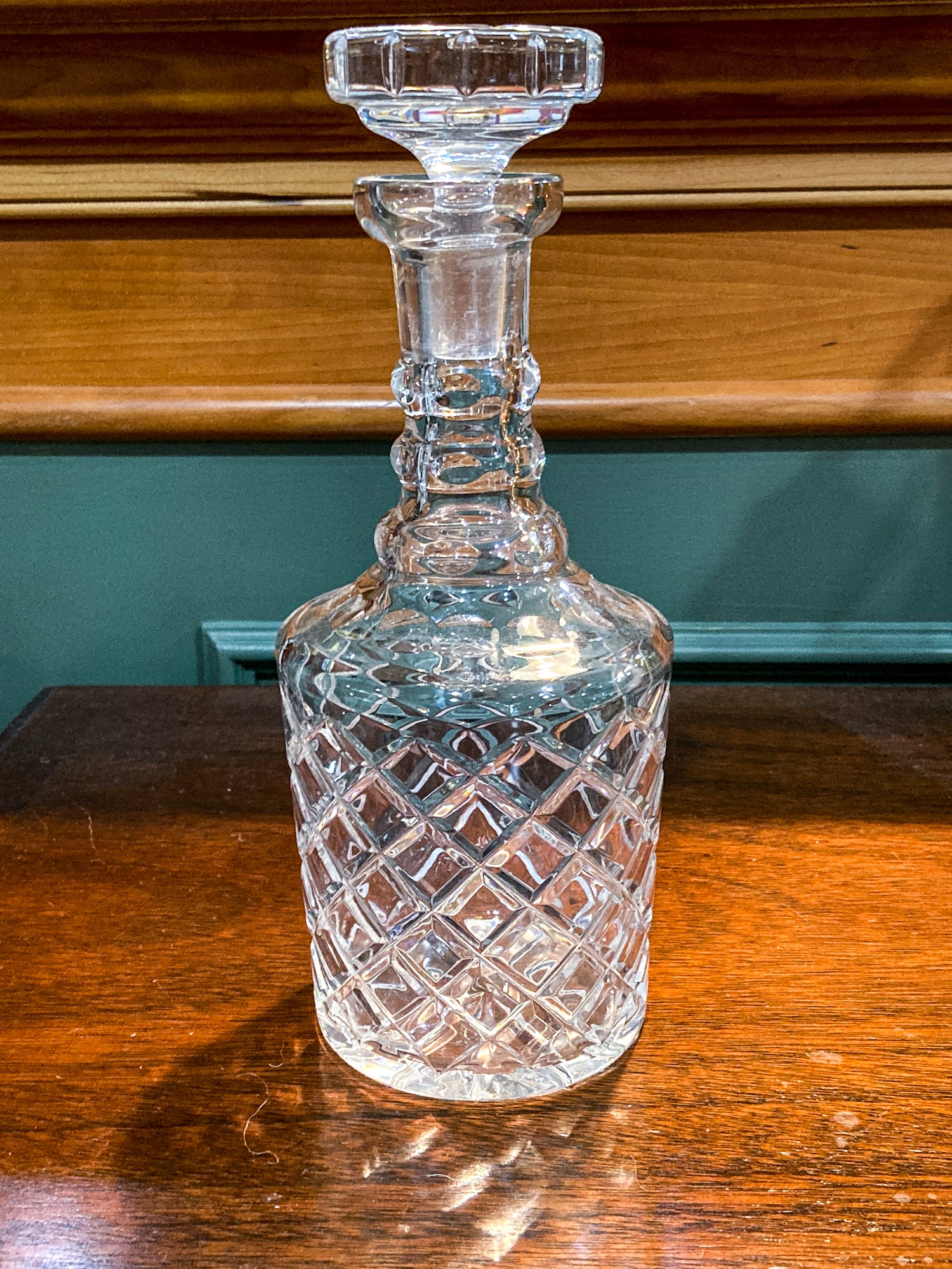 Vintage 20th Century Tall Clear Cut Crystal Decanter Barware