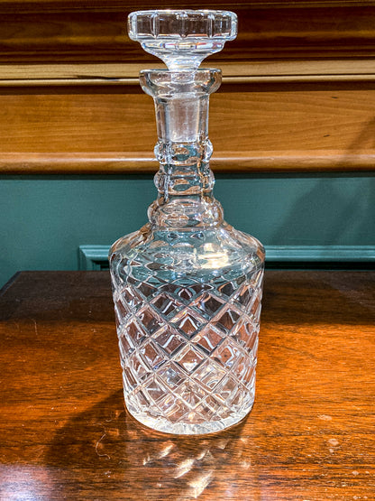 Vintage 20th Century Tall Clear Cut Crystal Decanter Barware