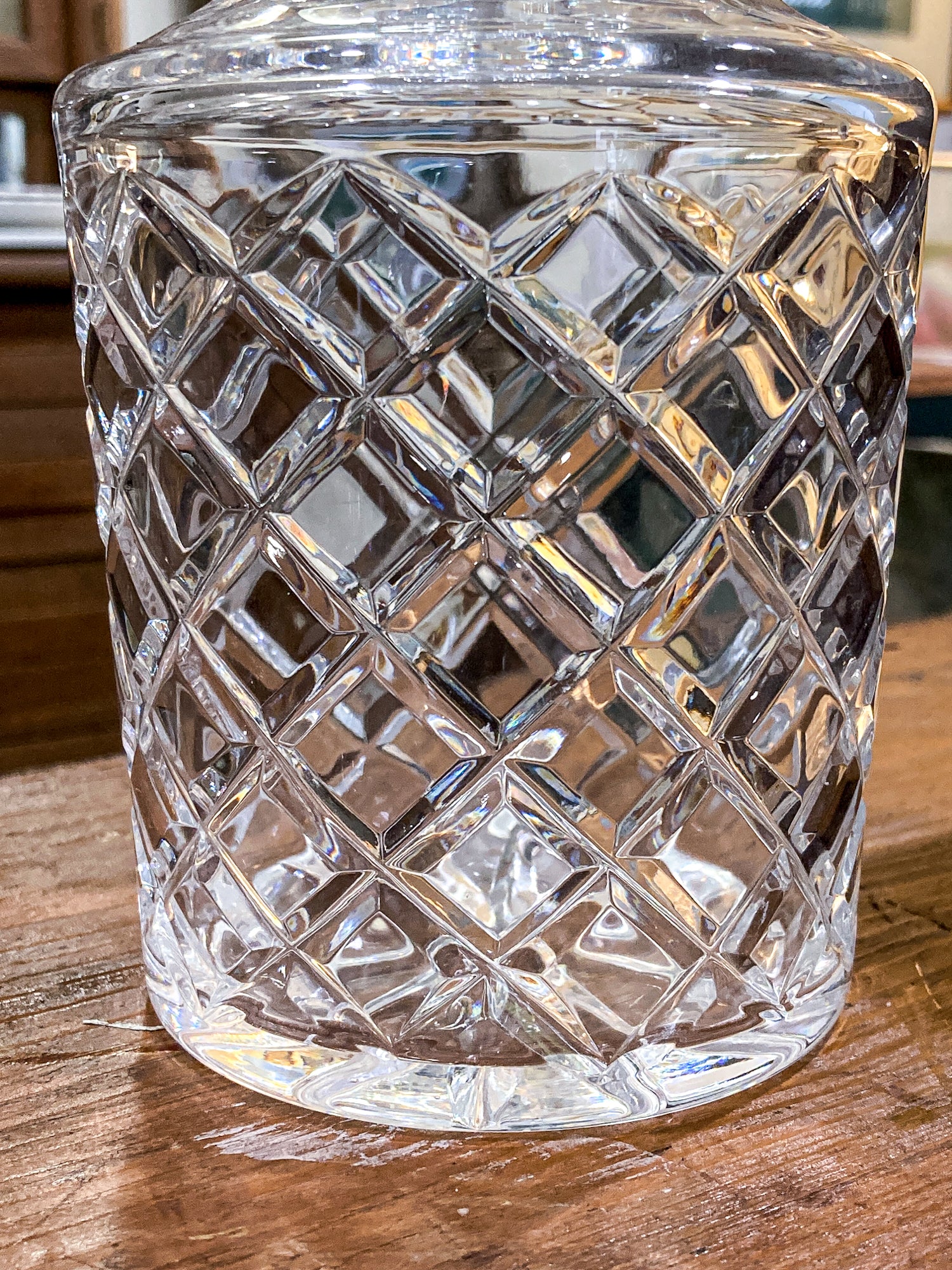 Vintage 20th Century Tall Clear Cut Crystal Decanter Barware
