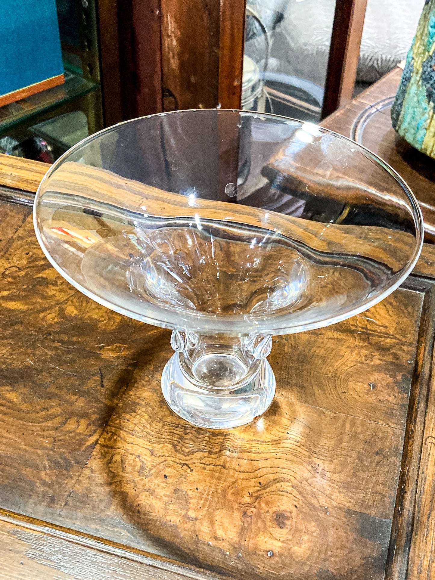 Vintage 60's Handblown George Thompson Steuben Thumbprint Clear Glass Vase